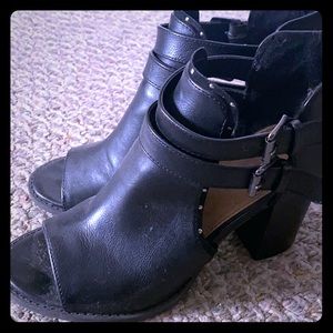 Black open toe booties